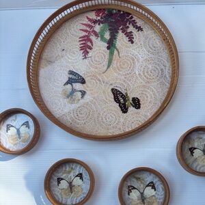 Vintage Butterfly Tray Set for Cottagecore Home Decor